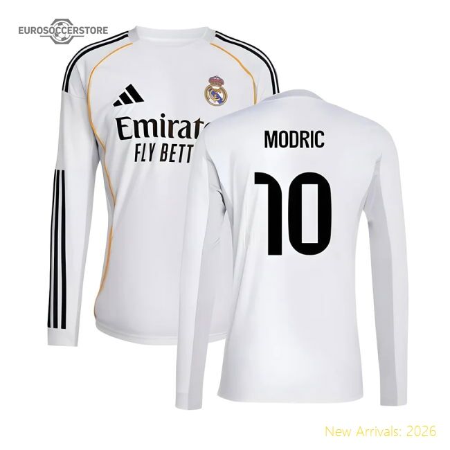 2025-2026 Real Madrid Long Sleeve First Jersey (modric 10)