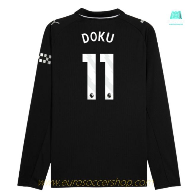 2025-2026 Man City Long Sleeve Away Shirt (Doku 11)