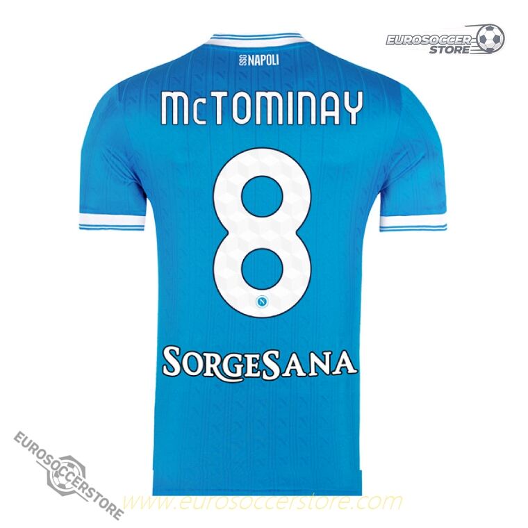 Napoli's 25-26 Season Home Jersey Featuring McTOMINAY with Number 8