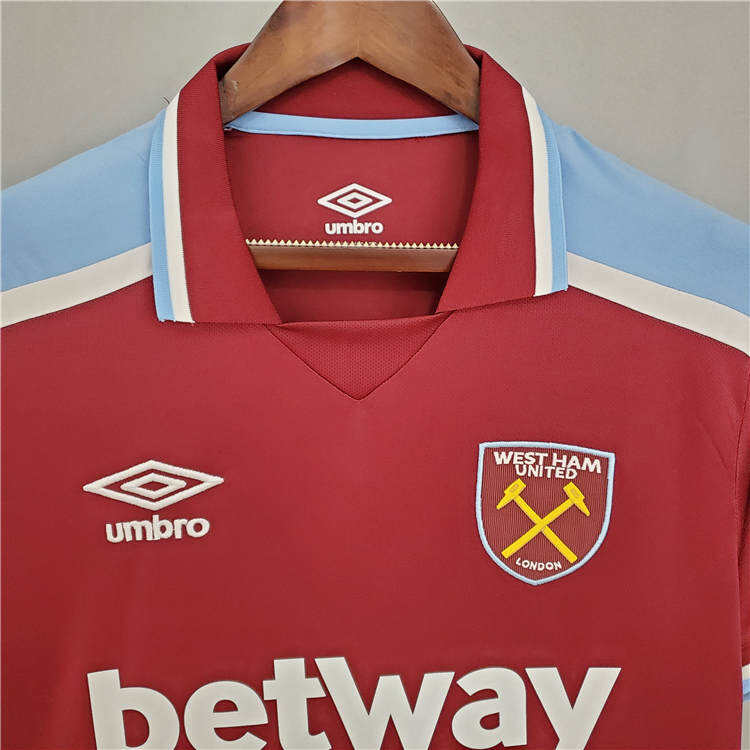 West Ham United 21-22 Home Red Soccer Jersey Football Shirt -