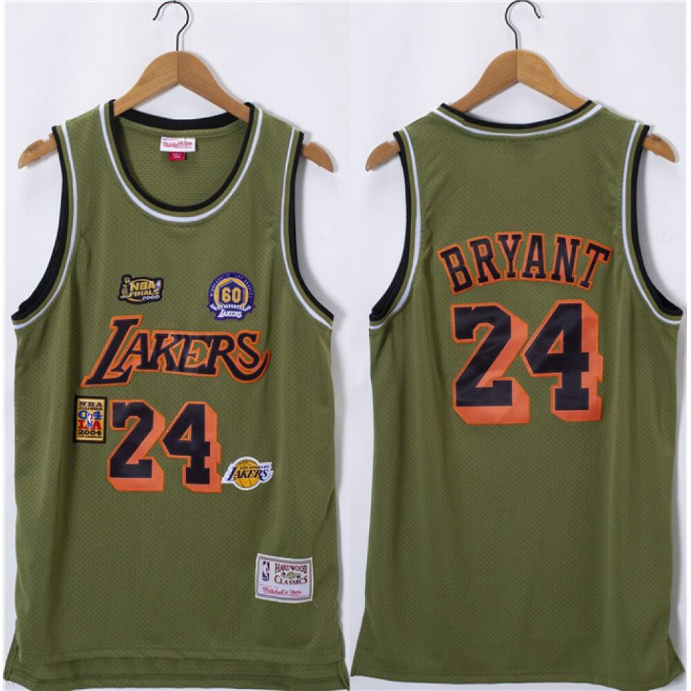 Men's Los Angeles Lakers #24 Kobe Bryant Olive Salute Stitched Basketball Jersey