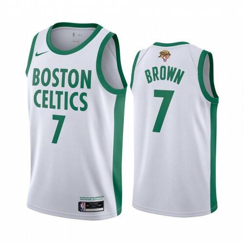 Boston Boston Celtics #7 Jaylen Brown White Swingman Womens 2022 NBA Finals City Edition Jersey Womens