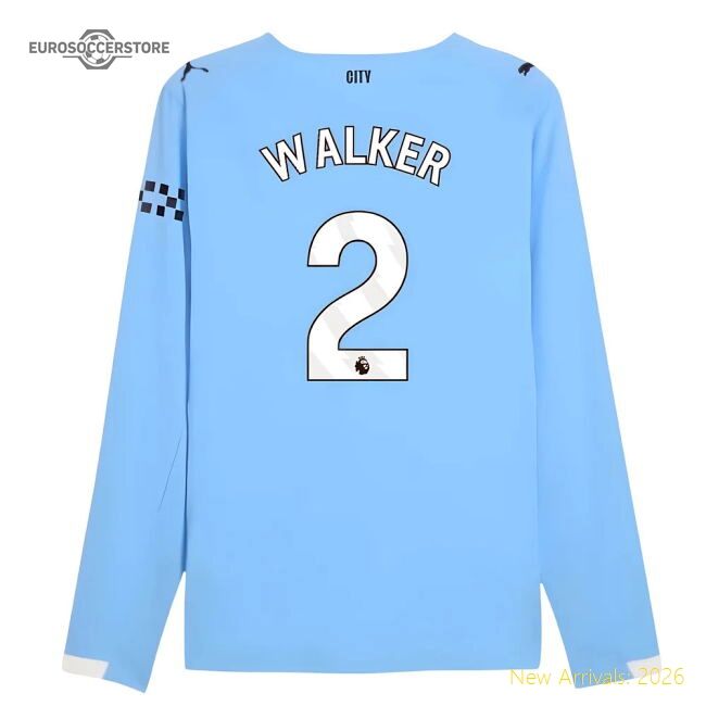 Authentic 2025-2026 Man City Authentic Long Sleeve Home Shirt (walker