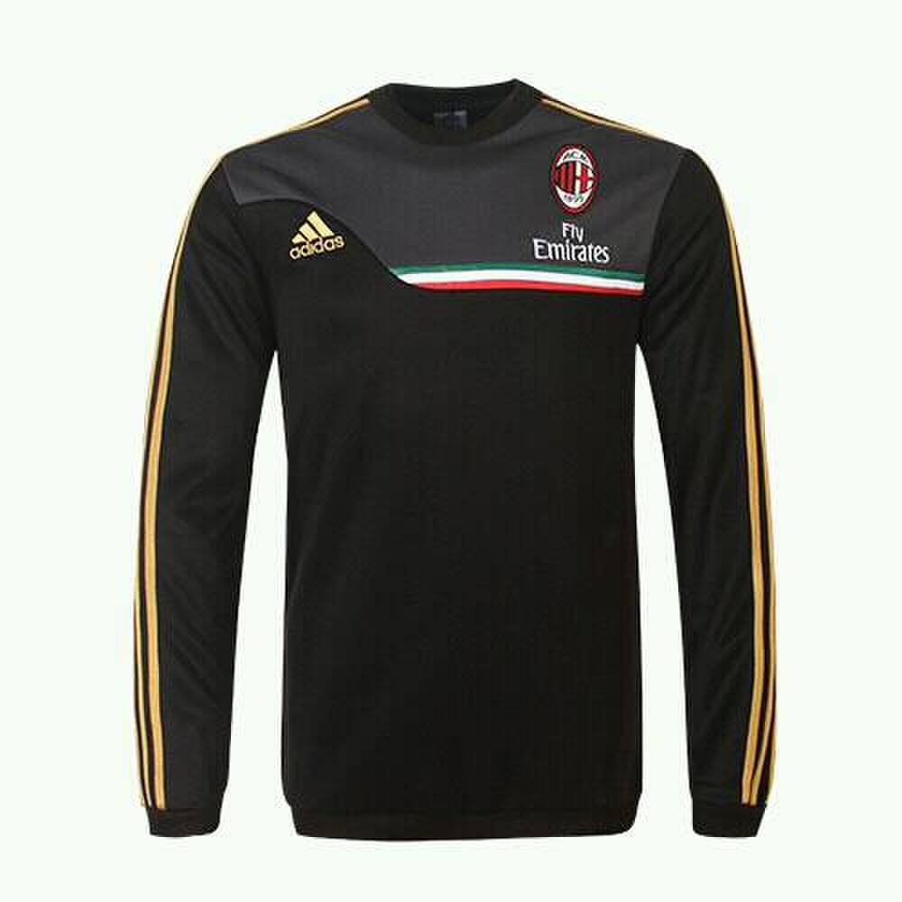 13-14 AC Milan Black Long Sleeve Crew Sweatshirt - Official Replica