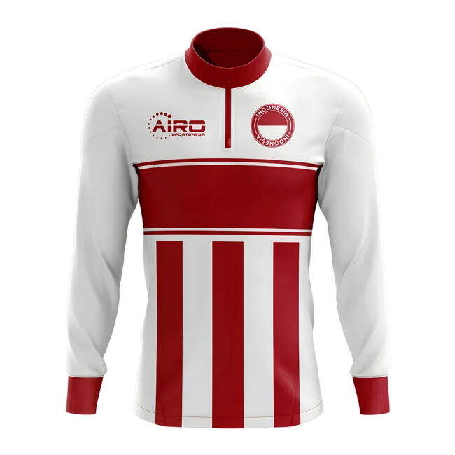 Pro-Grade Indonesia Concept Football Half Zip Midlayer Top (White-Red)
