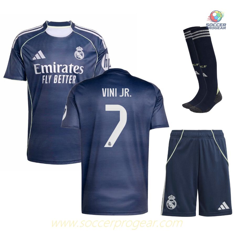Real Madrid Away Kids Edition Football Kit Football Jersey 2025-26 Edition Vini Jr.