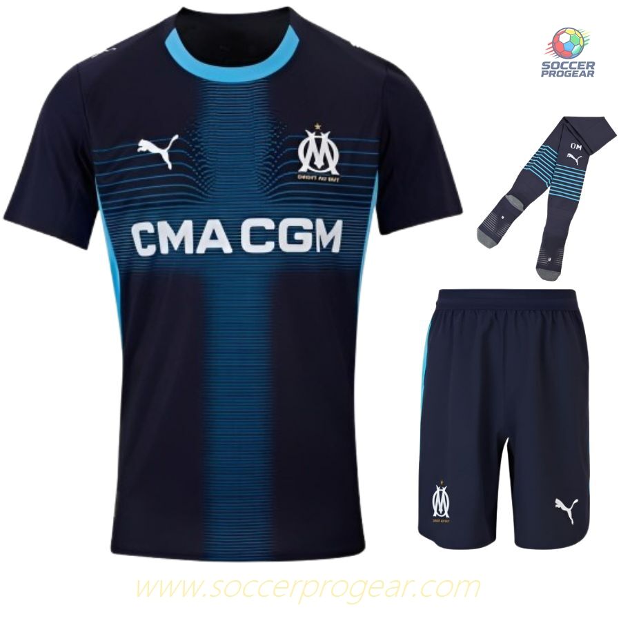 OM Ligue 1 Uber Eats Away Kids Editionren's Jersey Set Soccer Jersey 2025/26 Collection