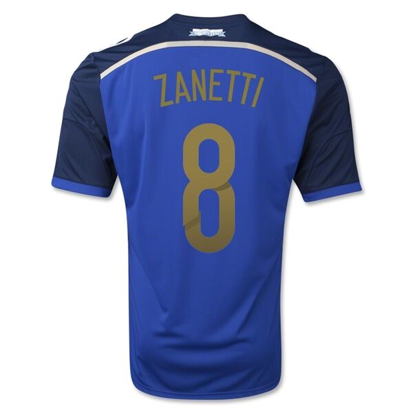 2014 Argentina 8 ZANETTI Away Soccer Jersey Shirt - Official Replica