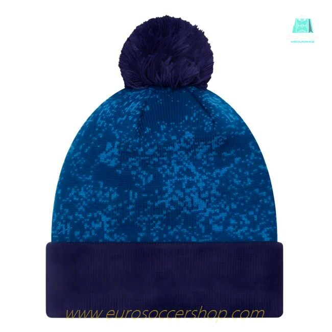 Chelsea Retro Lion All Over Print Blue Bobble Knit Beanie Hat