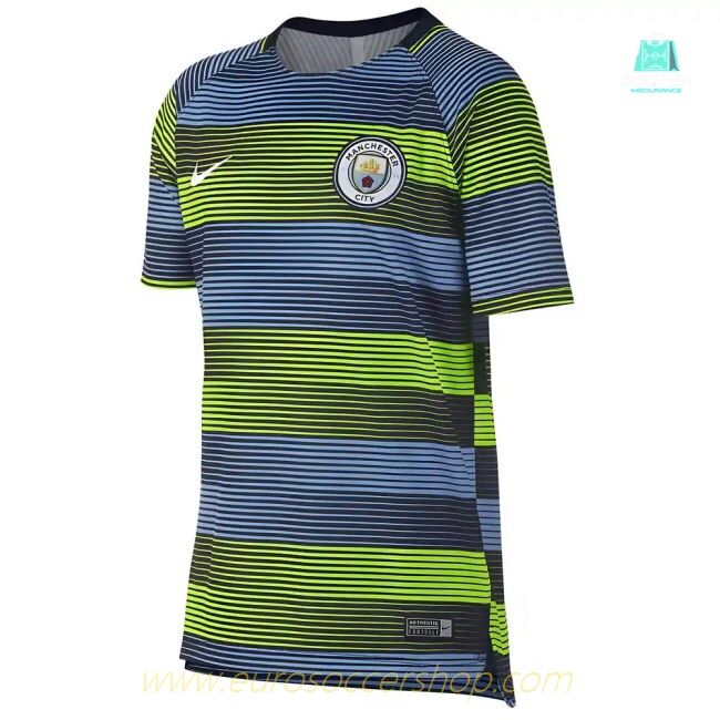 2018-2019 Man City Nike Pre-Match Training Shirt (Volt-blue)