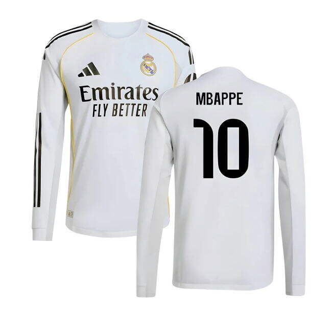 2025-2026 Home Shirt by Real Madrid Authentic Long Sleeve (Men
