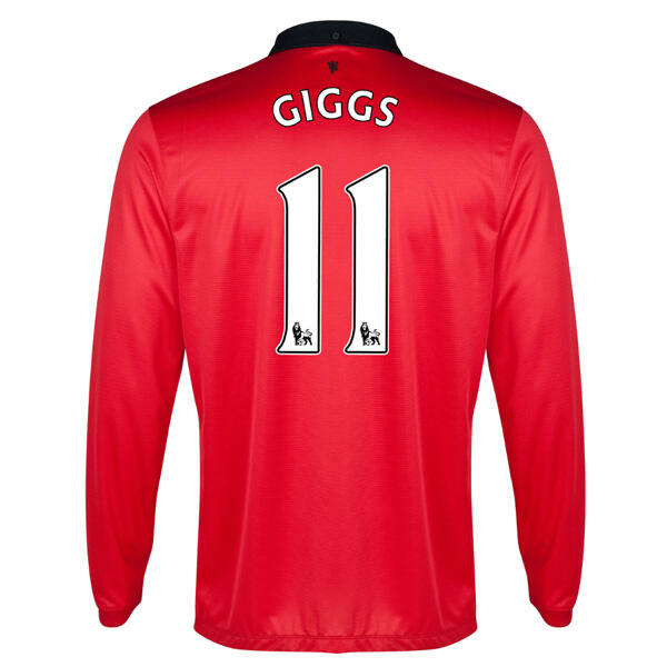 13-14 Manchester United 11 Giggs Home Long Sleeve Jersey Shirt -