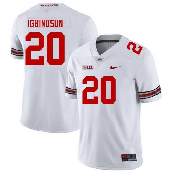 Men Ohio State Buckeyes #20 Davison Igbinosun Premium Football Jersey