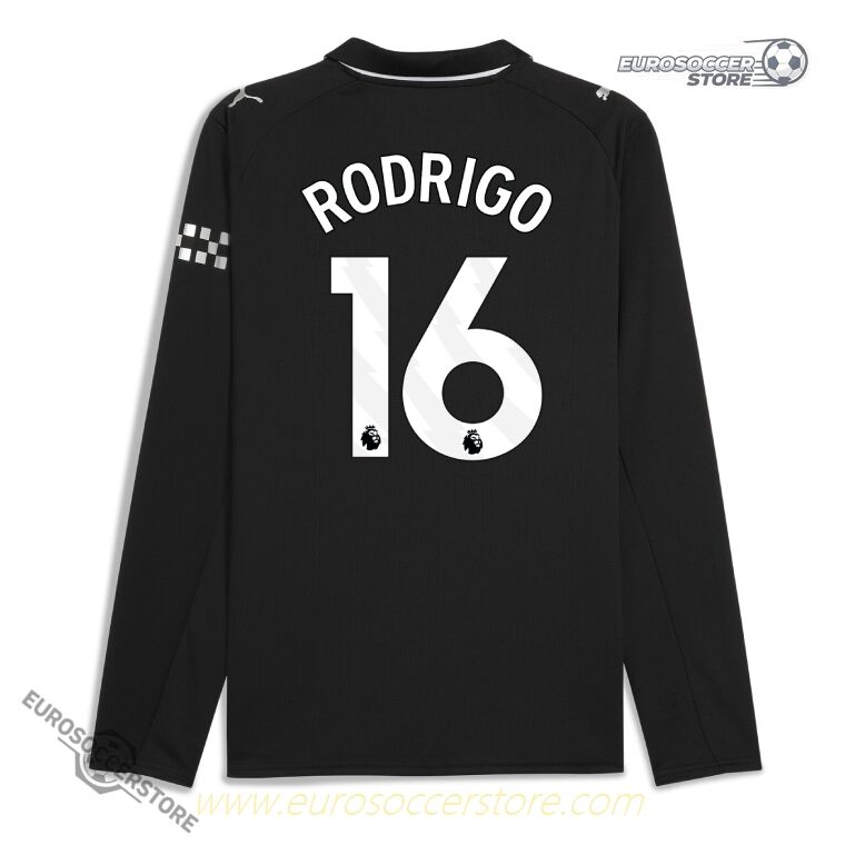 Manchester City 25-26 Season Away Long Sleeve Jersey, Featuring RODRIGO with Number 16