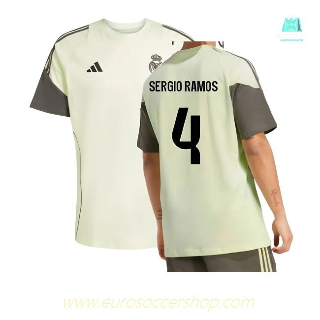 2025-2026 Real Madrid Training Tee (Almost Lime) (Sergio Ramos 4)