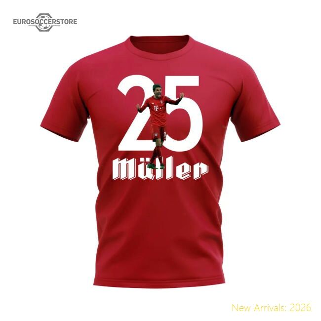 Excellent Thomas Muller 25 Bayern Munich T-shirt (red) - Collectors Item