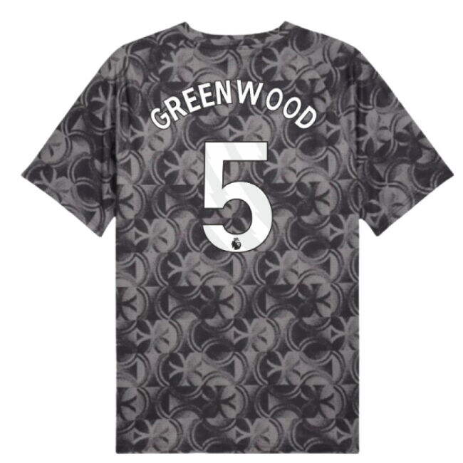 2025-2026 Man City Warm Up Jersey (Black) (Greenwood 5)