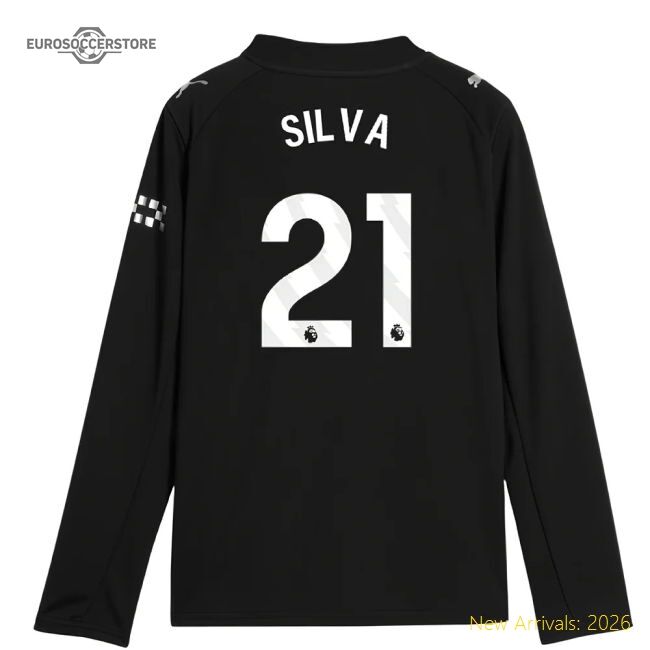 Premium 2025-2026 Man City Long Sleeve Away Shirt (kids) (silva 21)