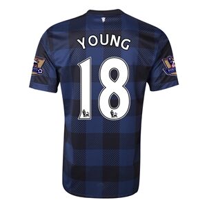 13-14 Manchester United 18 YOUNG Away Black Jersey Shirt - Official