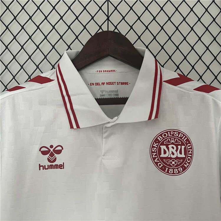 UEFA Euro 2024 Denmark Football Shirt Away White Soccer Jersey -