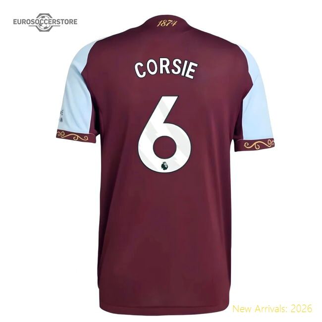 Official 2025-2026 Aston Villa Authentic Home Shirt (corsie 6)