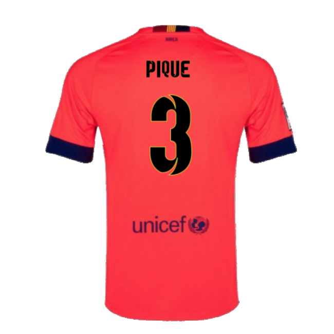 Pique 3 Original 2014-2015 Barcelona Spanish League Away Strip