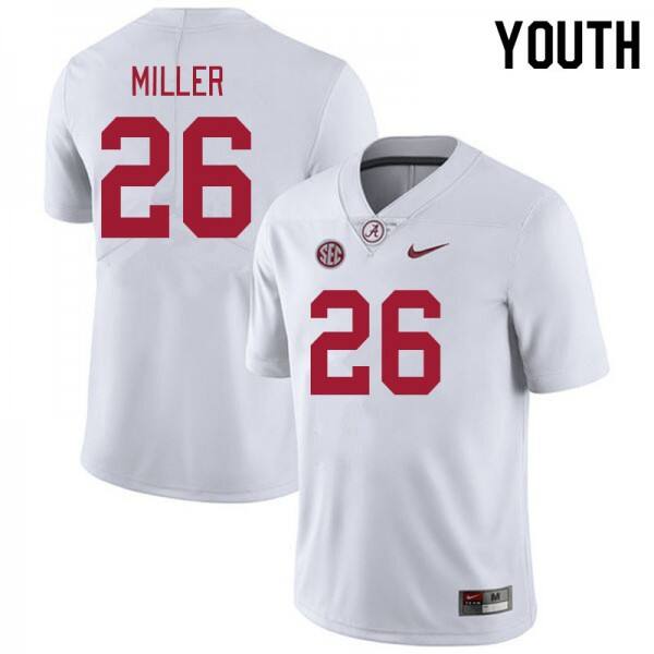 Youth Alabama Crimson Tide #26 Jam Miller White Nike Stitch Jerseys