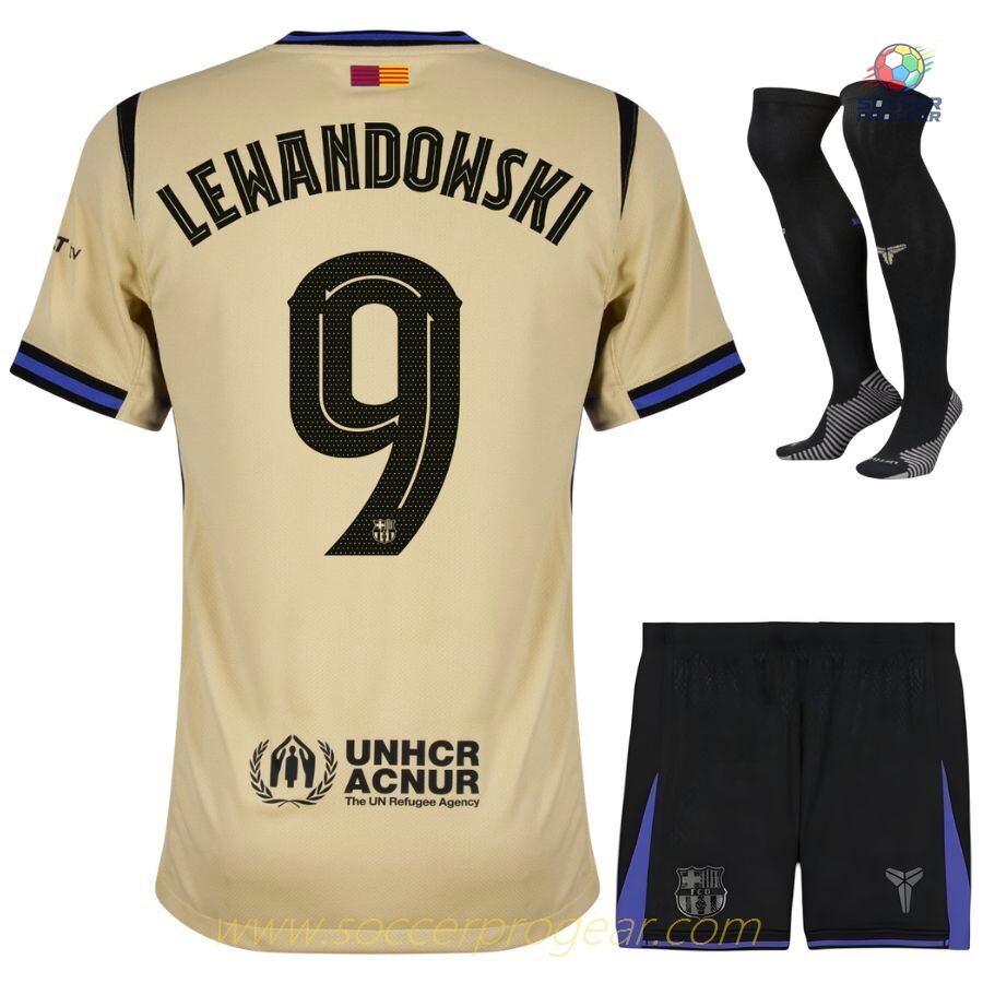 Barca Away Youth Soccer Uniform Football Jersey 2025-26 Edition Lewandowski