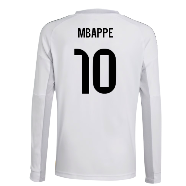 2025-2026 Real Madrid Long Sleeve Home Shirt (Kids) (Mbappe 10)