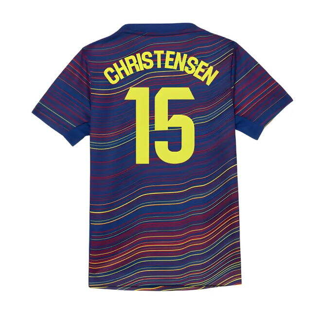 2025-2026 Barcelona Academy Pro Pre Match Shirt (Blue) - Kids (Christensen 15)