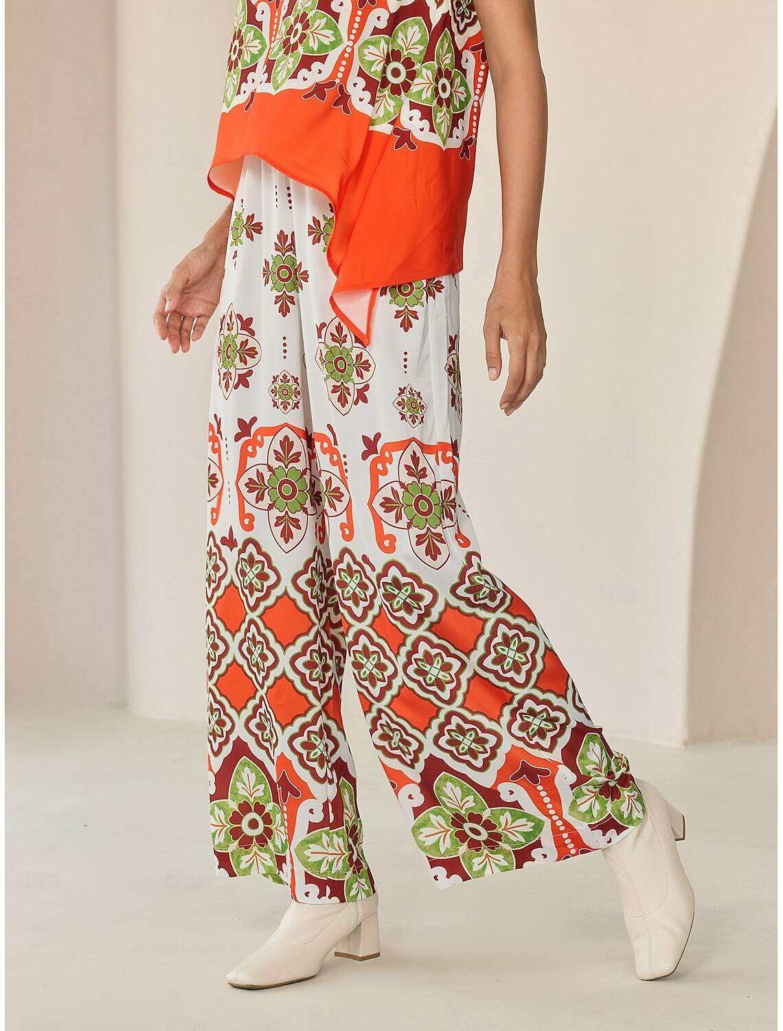 Satin Boho Double Slit Crew Neck Sleeveless Tank Top