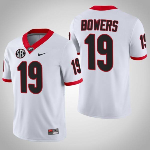 Men Georgia Bulldogs Brock Bowers #19 Nike White Performance Football