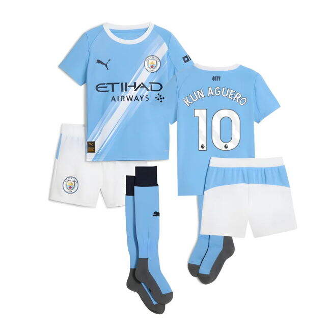 2025-2026 Man City Home Mini Kit (Kun Aguero 10)