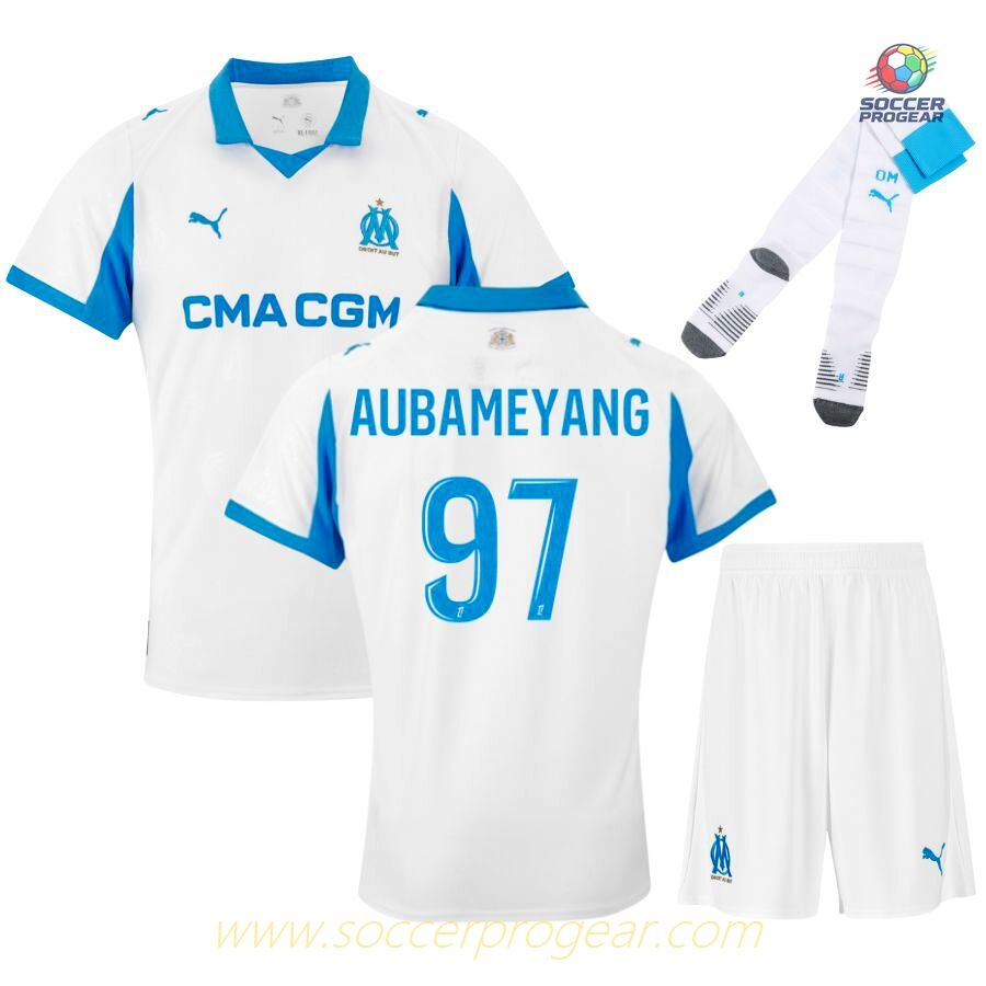 OM High Quality Home Children's Editionren's Jersey Set Team Jersey 2025-26 Edition Aubameyang
