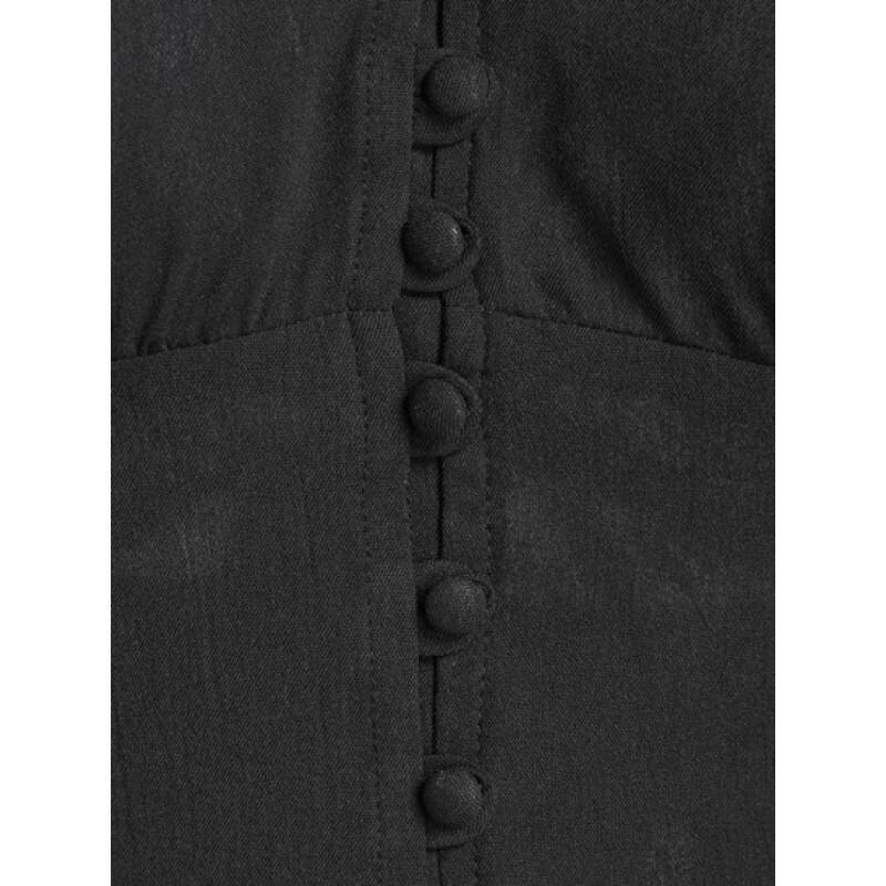 Lantern Sleeve Loop Button Blouse TV7785