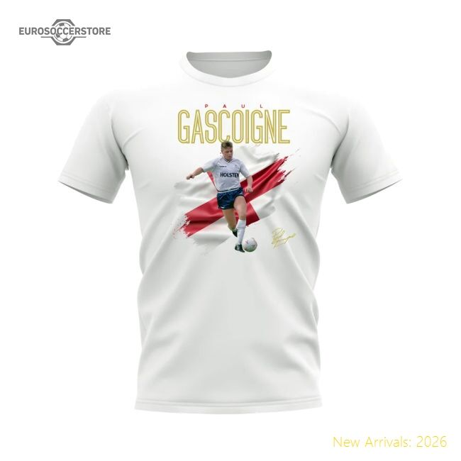 Paul Gascoigne Spurs Flag T-shirt (white) - Authentic Design