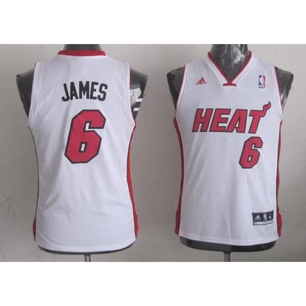 Premium Quality Men's Heat #6 LeBron White Basketball Jersey