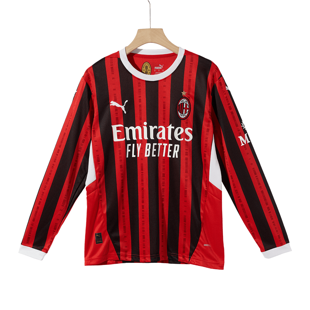AC Milan Home Long Sleeve  Soccer Jersey 2024/25 Authentic Kit