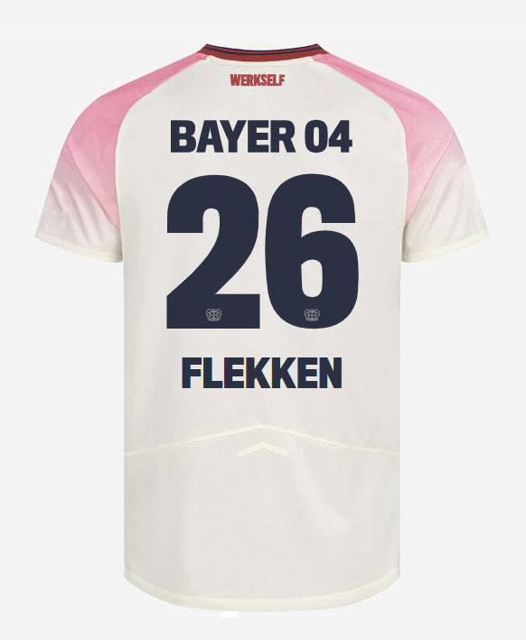 Away Jersey of Bayer 04 Leverkusen for FLEKKEN with number 26 in the 25-26 season