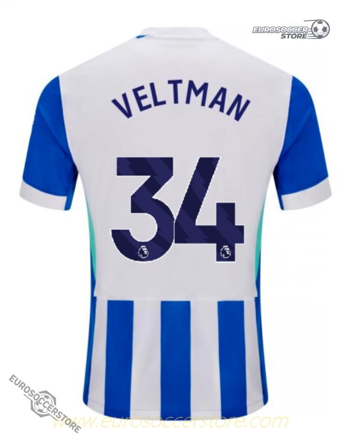 Brighton Hove Albion 25-26 Season Home Jersey, Featuring VELTMAN with Number 34