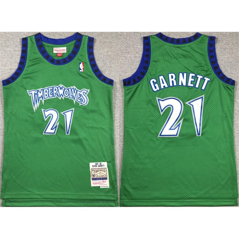 Youth Minnesota Timberwolves #21 Kevin Garnett Green Stitched Jersey