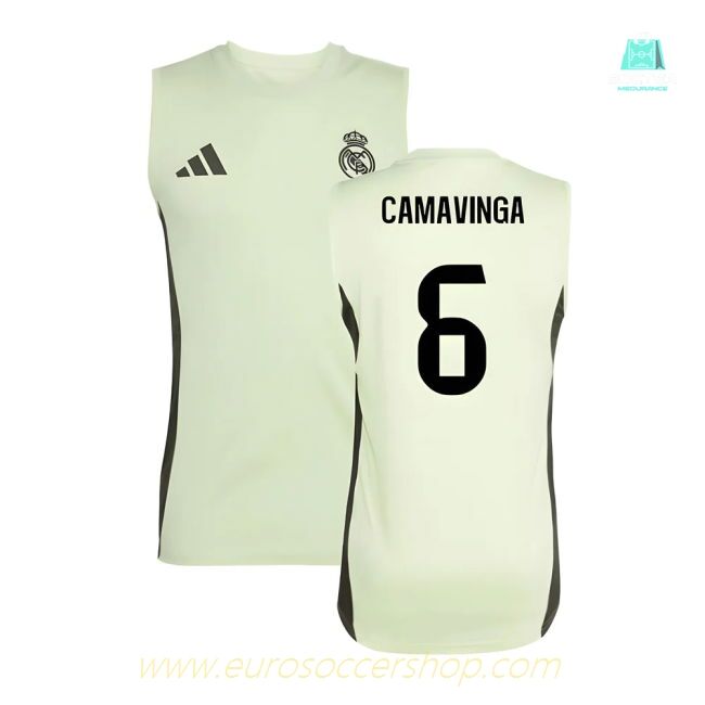 2025-2026 Real Madrid Sleeveless Training Jersey (Almost Lime) (Camavinga 6)