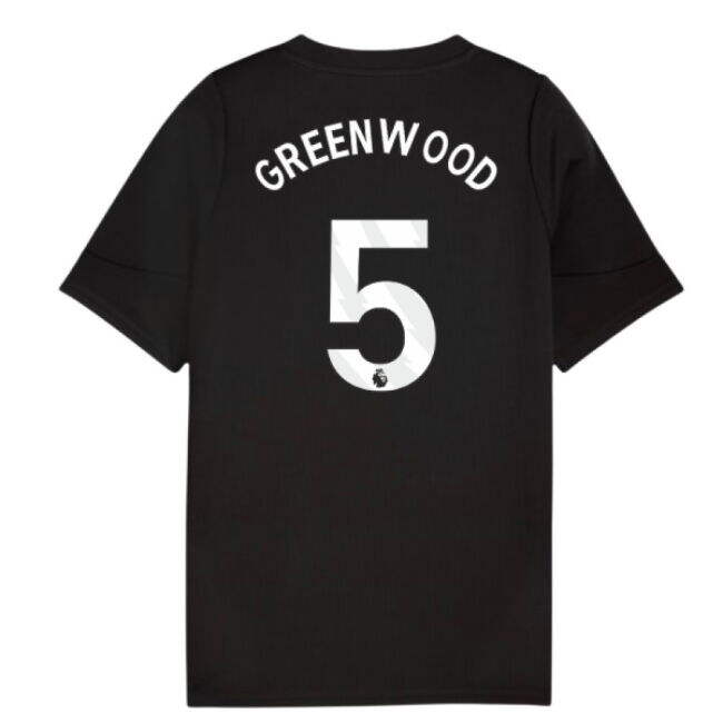 2025-2026 Man City Training Jersey (Black) - Kids (Greenwood 5)