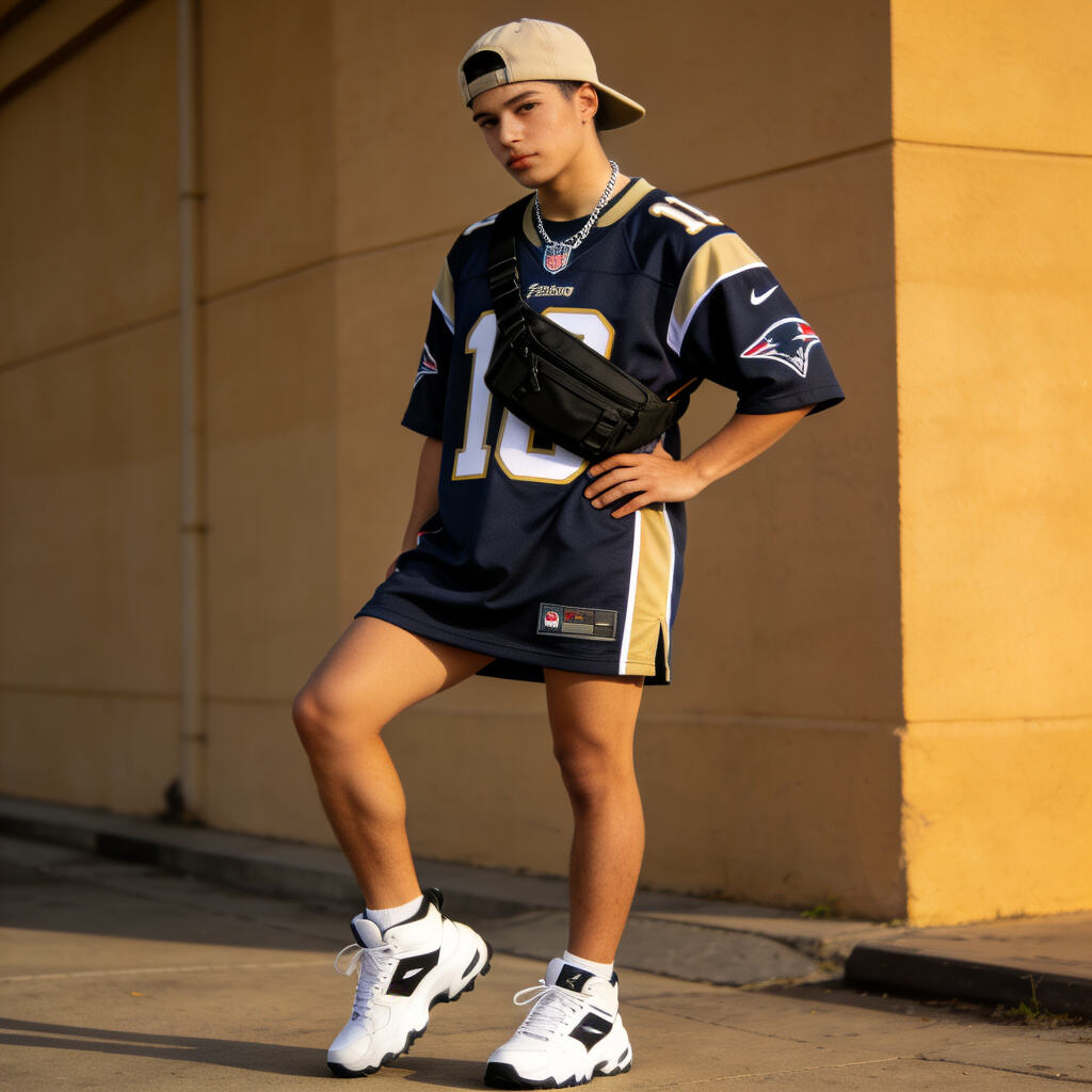 Accessorized Jersey Look Complete your outfit with the right accessories and footwear