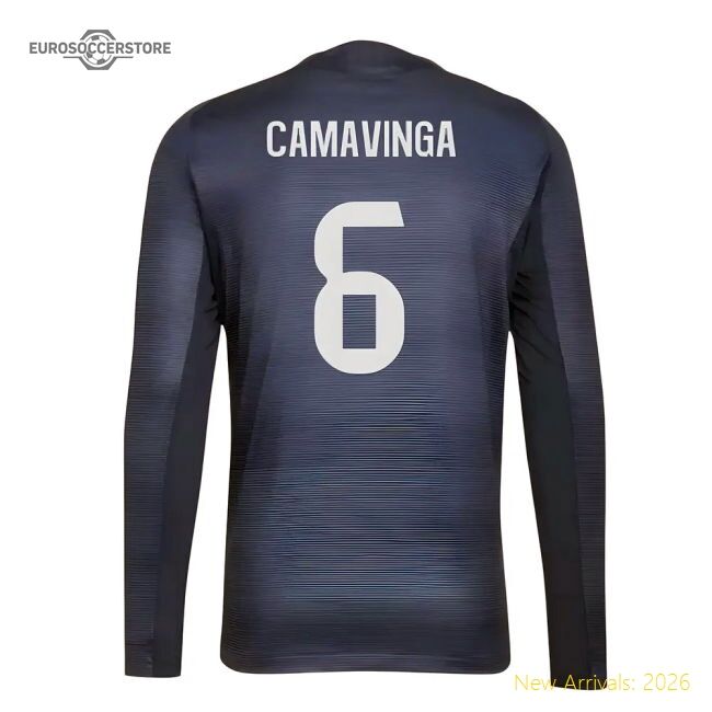 2025-2026 Real Madrid Authentic Long Sleeve Road Jersey (camavinga 6)