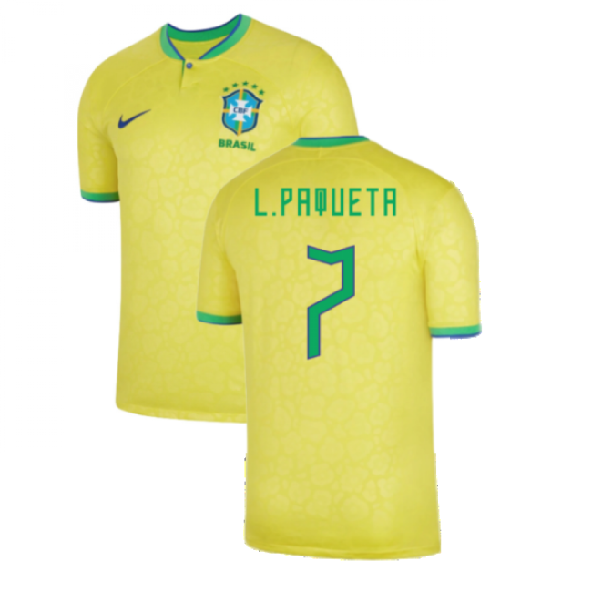 2022-2023 High Quality Seleção Brasileira Home Kit (L.PAQUETA 7)