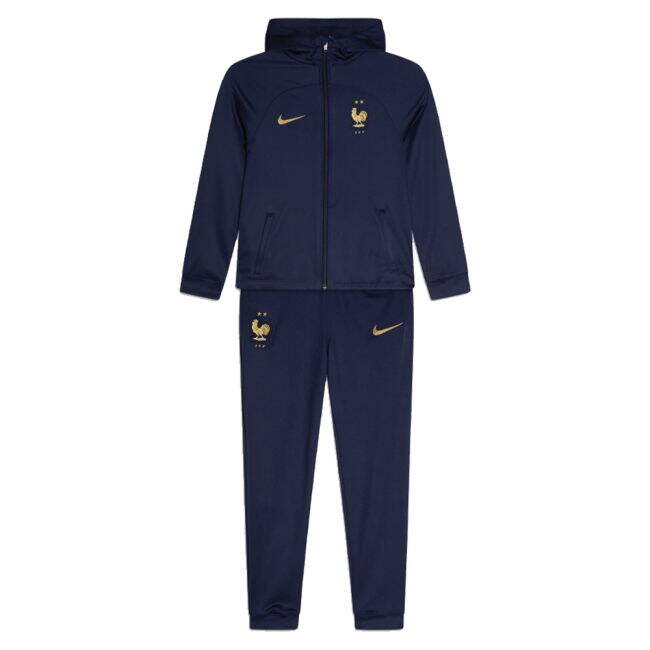 2022-2023 France Woven Football Tracksuit (Blue) - Kids