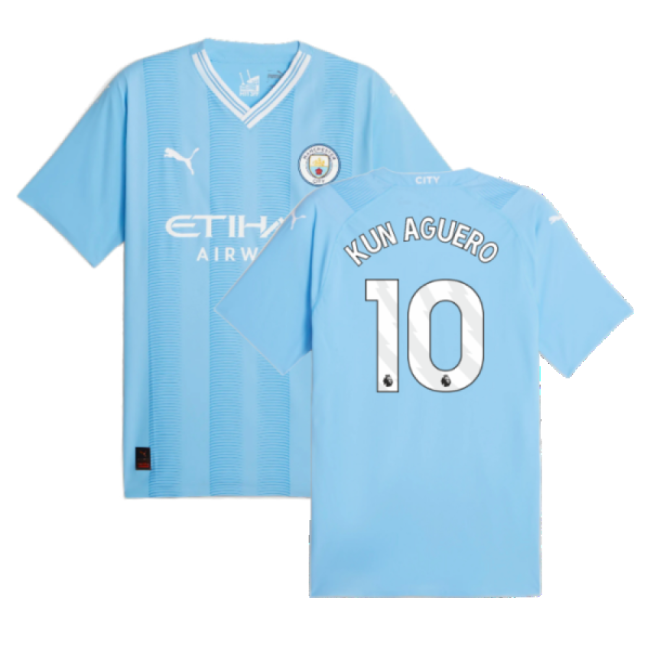 Stylish Man City 2023-2024 Man City Authentic Home Shirt (KUN AGUER...