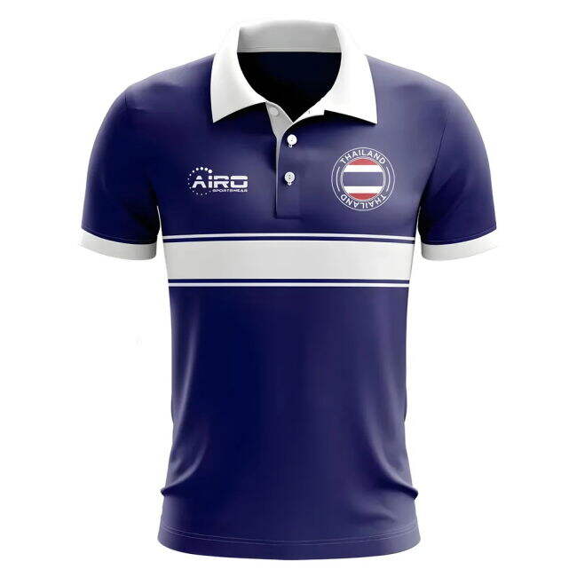 Thailand Concept Stripe Polo Shirt (Navy)