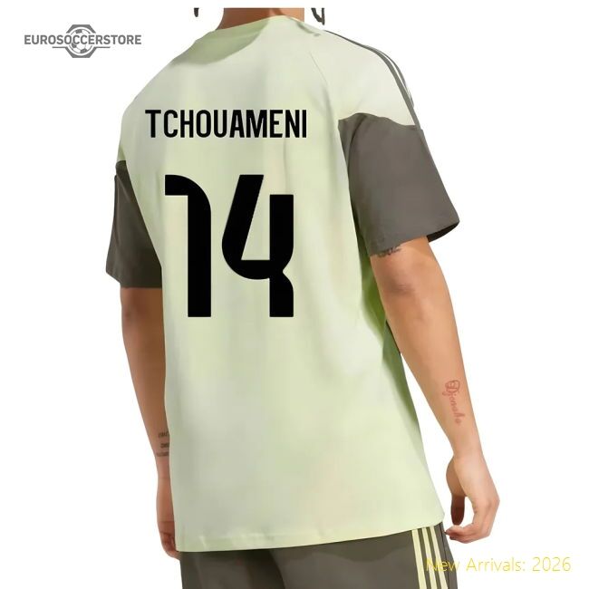 2025-2026 Real Madrid Training Tee (almost Lime) (tchouameni 14)